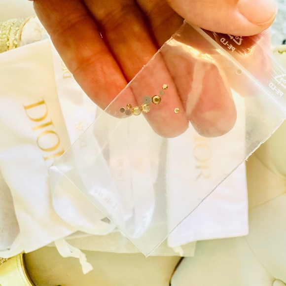 DIOR Dway Heeled SlideGold-Tone with Metallic Thread Strass 62k gold siz… - Picture 8 of 14